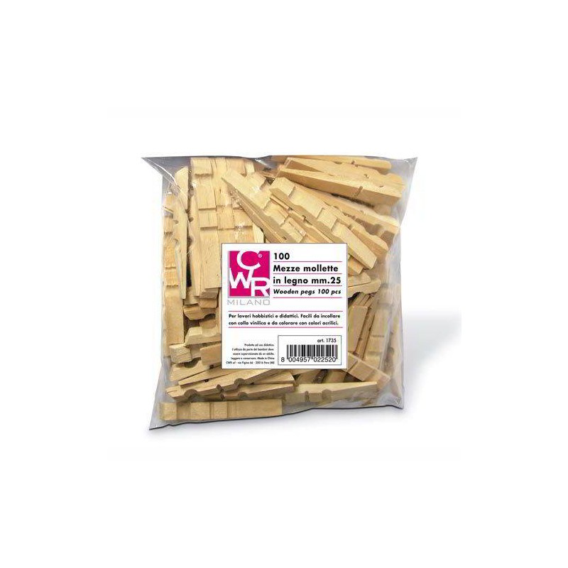 MEZZE MOLLETTE IN LEGNO mm.25 100pz BUSTA