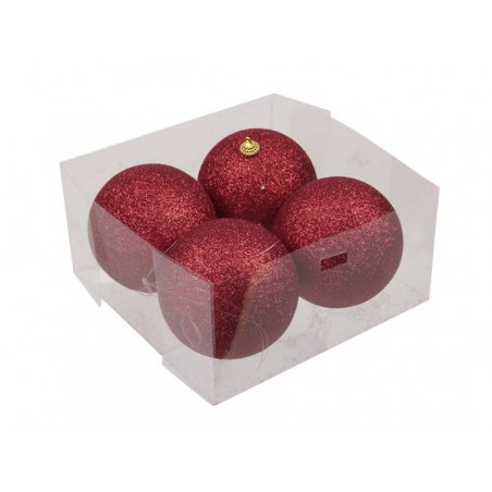 SFERE SPARKLING RED Ø10cm 4pz