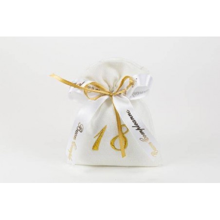 SACCHETTO 10x12cm RICAMATO 18 ANNI ORO 10pz