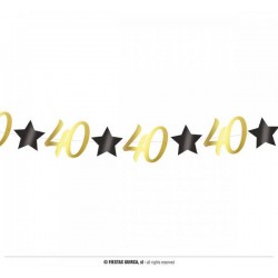 FESTONE COMPLEANNO STELLE ORO NERO 40anni 3mt