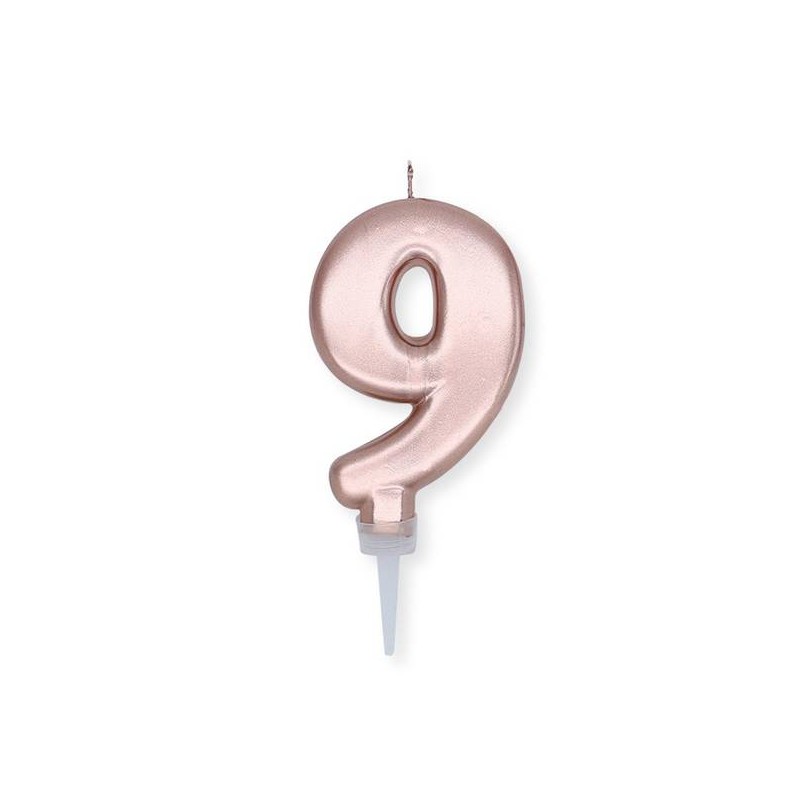 CANDELINA NUMERO 9 ROSE GOLD METAL 10cm