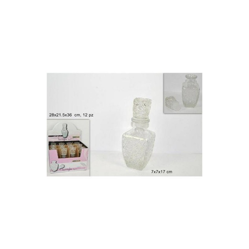 BOTTIGLIA LIQUORE 7x7x17 C/TAPPO  RICAMO