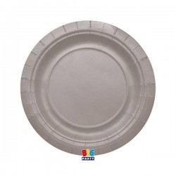 PIATTI PIANI ECOLOR BIODEGRADABILI 24cm ARGENTO MATT 25pz