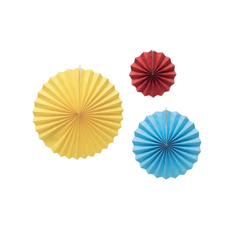 DECORAZIONE VENTAGLI IN CARTA RAINBOW SFUMATI 20/30/40cm 3pz