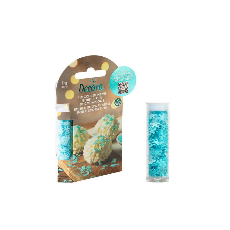 DECORAZIONI FIOCCHI DI NEVE AZZURRI EDIBILI 1gr