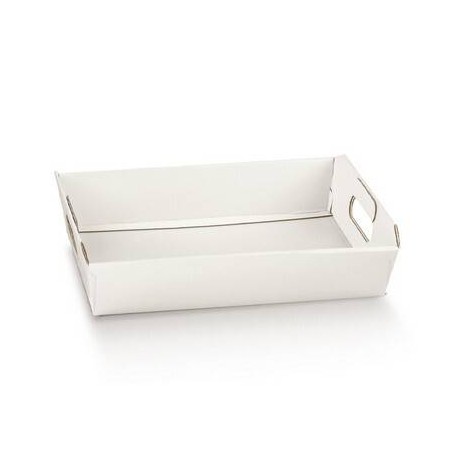 CESTA CARTONE C/MANIGLIE 40x30x12cm FIBRA BIANCO