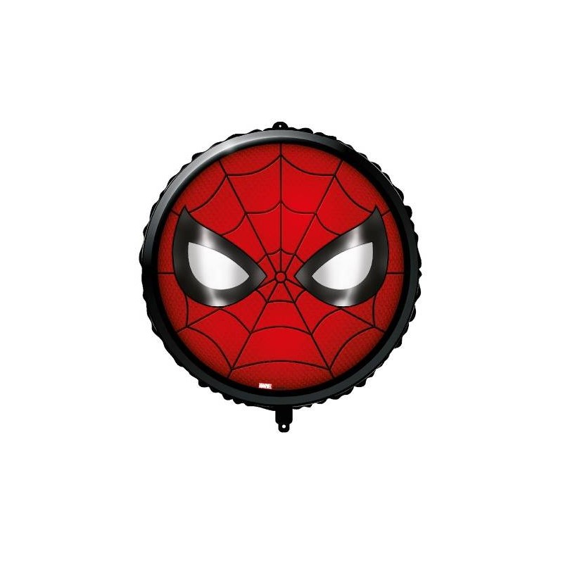 PALLONE MYLAR SPIDERMAN VISO TONDO 18 43cm C/FILO E PESETTO