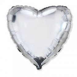PALLONE MYLAR CUORE ARGENTO METAL 18 46cm 1pz RC