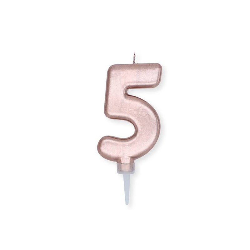 CANDELINA NUMERO 5 ROSE GOLD METAL 10cm