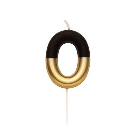 CANDELINA NUMERO 0 NERO/ORO 10,5cm