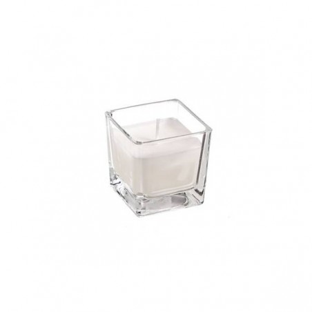 CANDELA QUADRATA C/VASO BIANCA 6x6cm