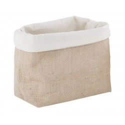 CESTINO MORBIDO DI JUTA E COTONE 18x18x10cm NATURALE