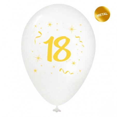 PALLONCINI LATTICE MEDIUM BIANCHI STAMPA 18 ORO 12pz