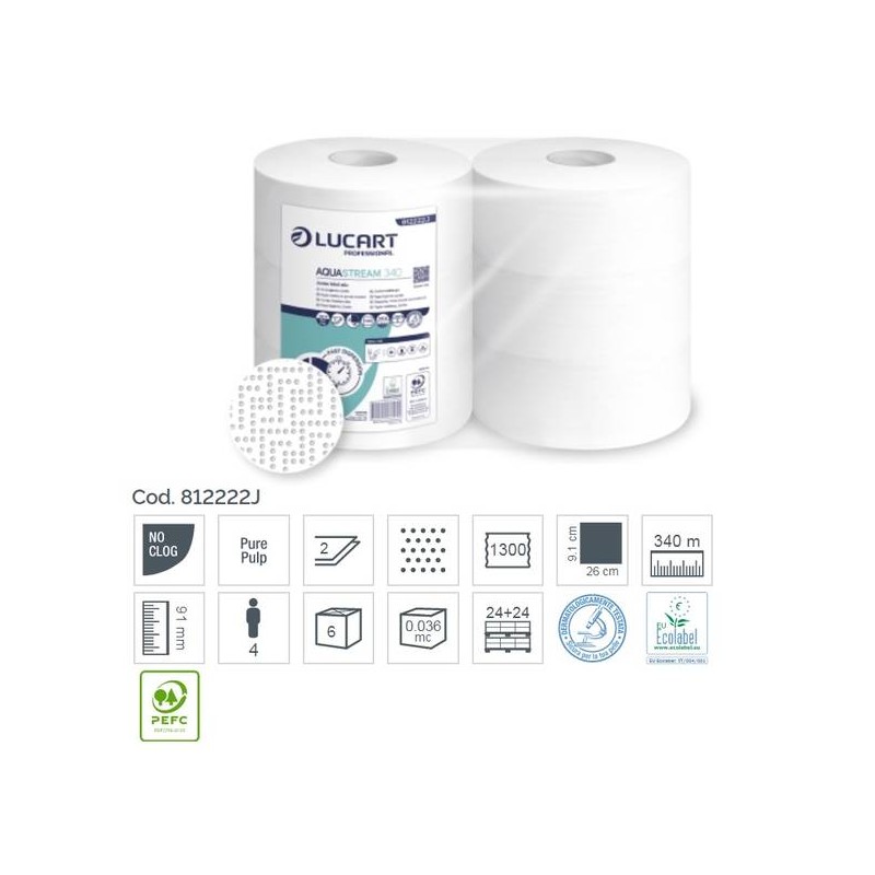 IGIENICA MAXI JUMBO AQUASTREAM 340 1300str 6 ROTOLI