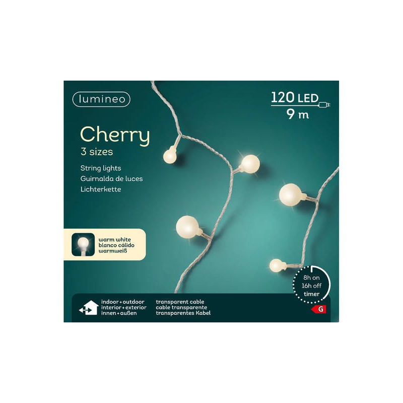 LED CHERRY 900cm FILO TRASPARENTE INTERNO/ESTERNO LUCE CALDA