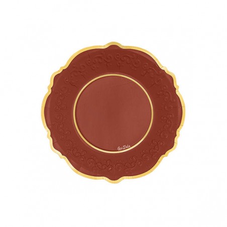 PIATTI LIBERTY 21cm ROSSO C/BORDO ORO 8pz