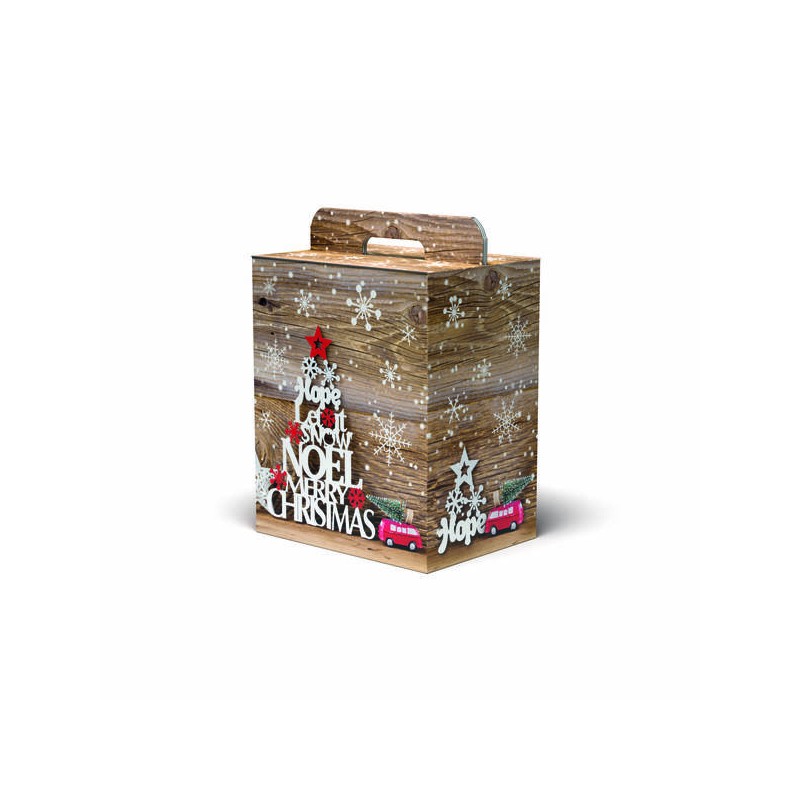 SCATOLA REGALO C/MANIGLIA LINEA 90 28x20,5x34cm SNOWFLAKES PORTATA 3,7kg
