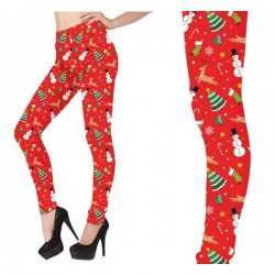 LEGGINGS NATALIZI ROSSI CON STAMPA TG.L 42-44