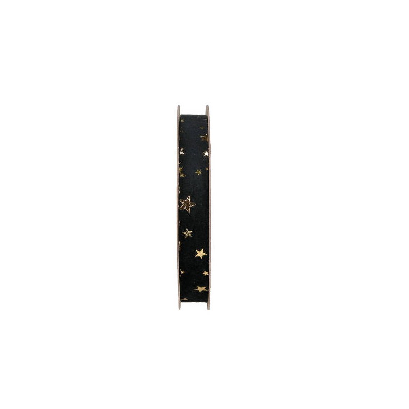 NASTRO VELLUTO STELLE ORO mm15x15mt NERO