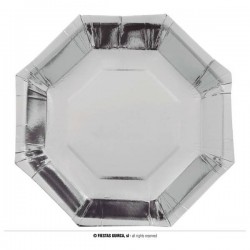 PIATTI OTTAGONALI 23cm ARGENTO 6pz