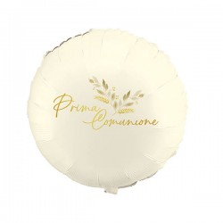 PALLONE MYLAR PRIMA COMUNIONE AVORIO 45cm