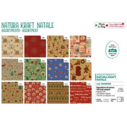 CARTA REGALO KRAFT 70x100cm 100fg SCATOLA ASSORT. NATURA KRAFT NATALE N4400NAT