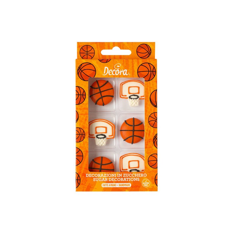 DECORAZIONI IN ZUCCHERO BASKET 6pz