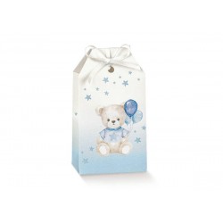 SCATOLA TAG 5,5x3,5x10cm BABY ORSETTO AZZURRO 10pz