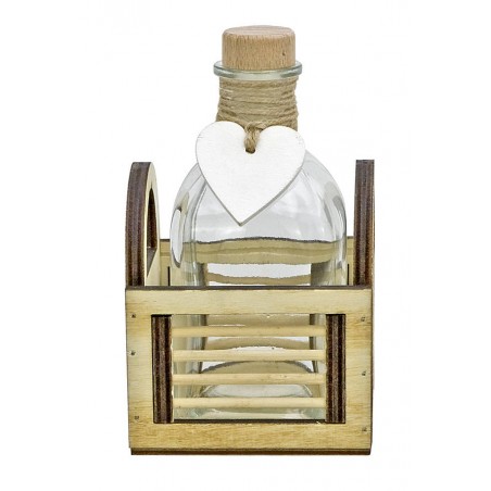 CESTINO IN LEGNO CON BOTTIGLIA SINGOLA 16x9cm