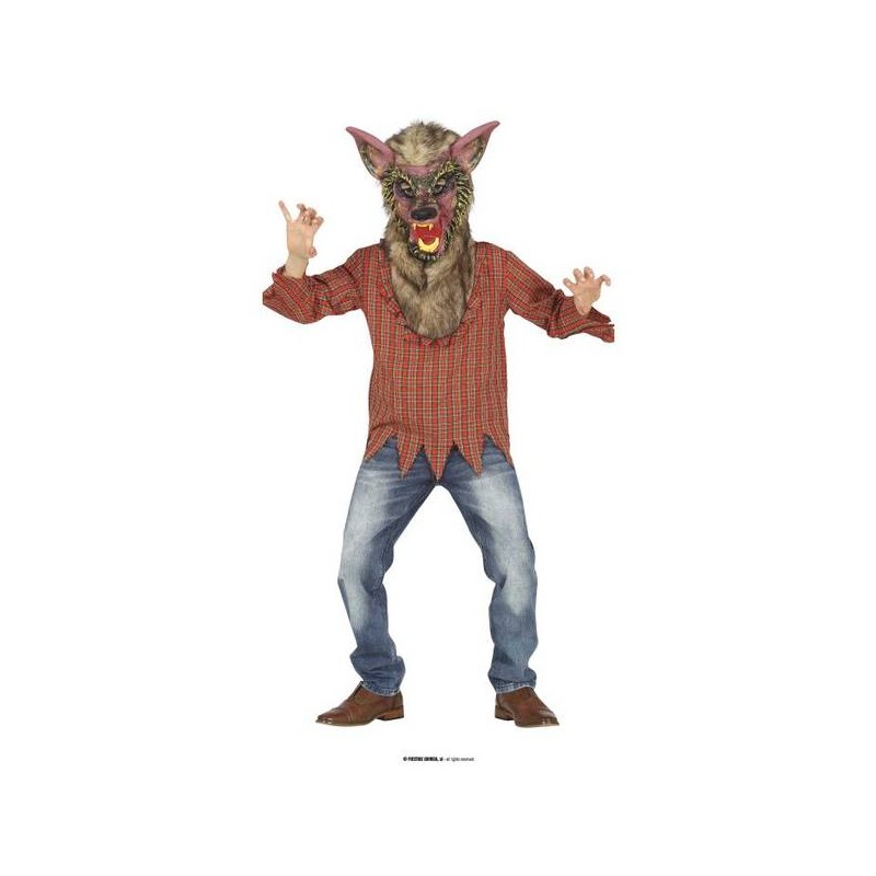 COSTUME LUPO MANNARO MAGLIETTA E MASCHERA 7-9 ANNI