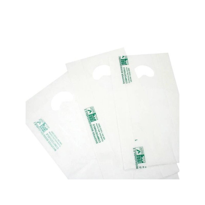 SHOPPER FAGIOLO BIO COMPOSTABILI 14my 17+4+4x35+3cm BIANCO 5kg