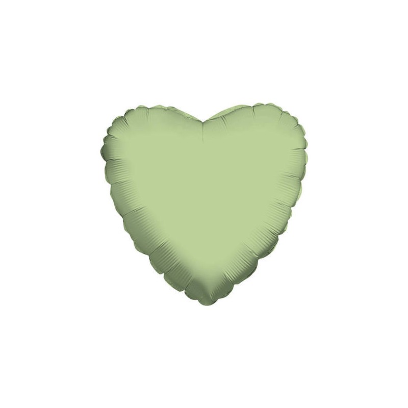 PALLONE MYLAR CUORE PASTELLO VERDE OLIVA ø45cm