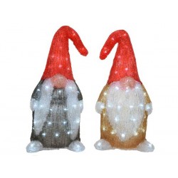 GNOMO ACRILICO C/LED 60 LUCI BIANCO FREDDO 19x22x44cm 2 ass.