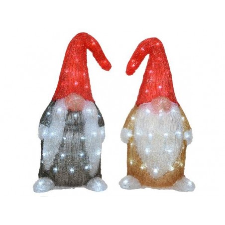 GNOMO ACRILICO C/LED 60 LUCI BIANCO FREDDO 19x22x44cm 2 ass.