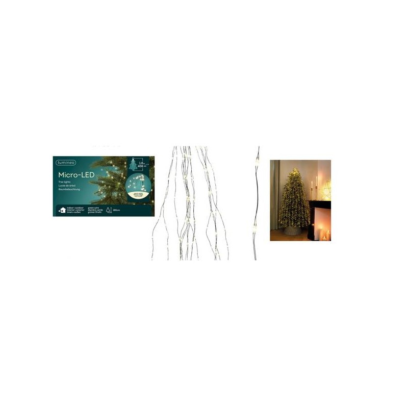 MICRO LED PER ALBERO 408 LUCI 180cm BIANCO CALDO INT/EST