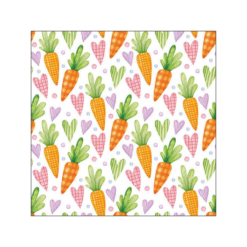TOVAGLIOLI 33x33 CAROTE E CUORI WHITE 20pz