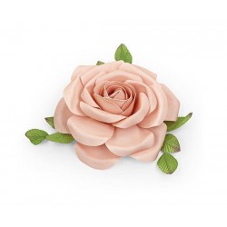 ROSA ROSA POLIETILENE CON FOGLIE VERDI ø30cm