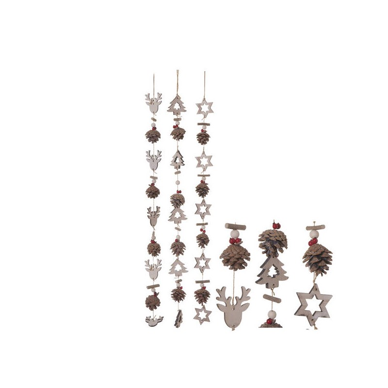 GHIRLANDA IN LEGNO E PIGNE 85cm