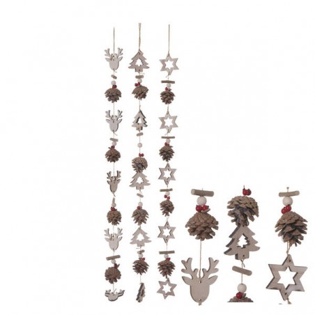 GHIRLANDA IN LEGNO E PIGNE 85cm