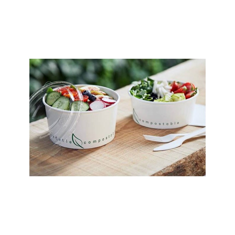 INSALATIERA CARTONCINO BIANCO COMPOST 1000cc ø15x7,8h 24pz