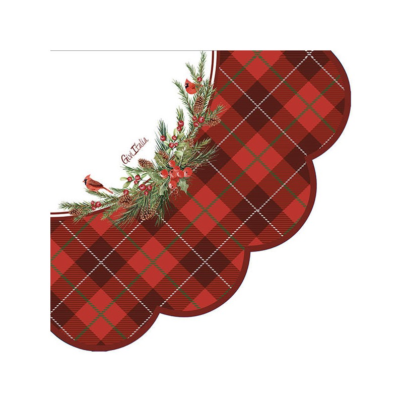 TOVAGLIOLI 33x33 RED TARTAN SMERLO CUORE 16pz