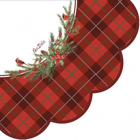 TOVAGLIOLI 33x33 RED TARTAN SMERLO CUORE 16pz