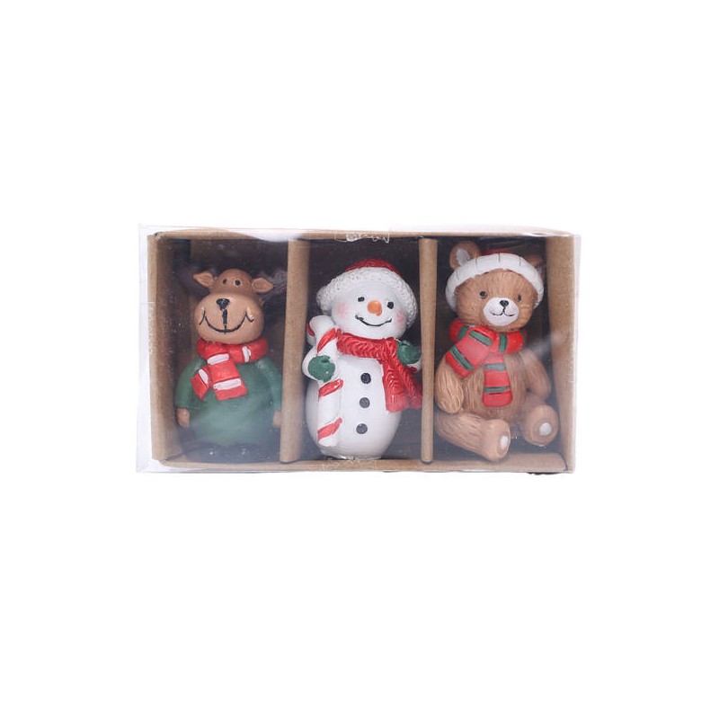 SET 3 DECO XMAS IN BOX 9cm