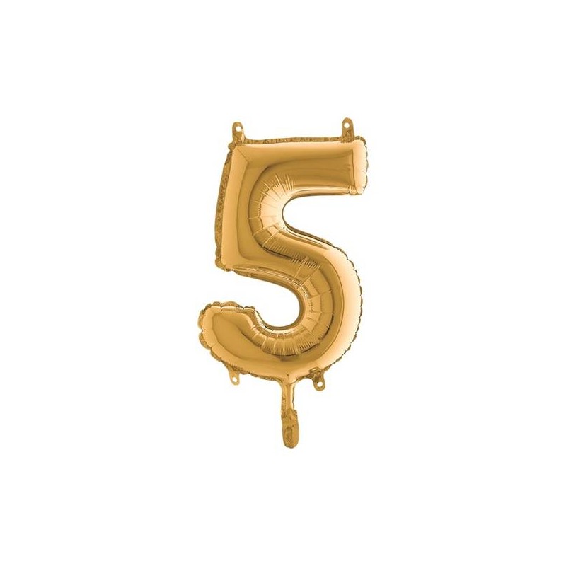 PALLONE NUMERO 5 MYLAR 36cm ORO