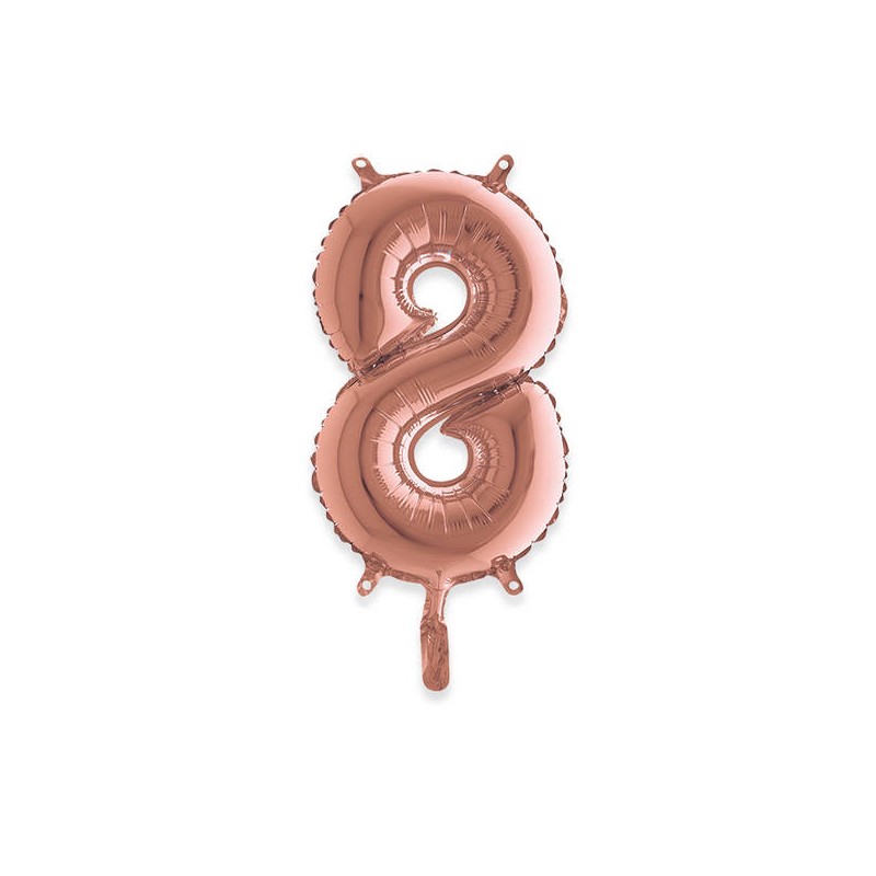 PALLONE NUMERO 8 MYLAR 36cm ROSE GOLD