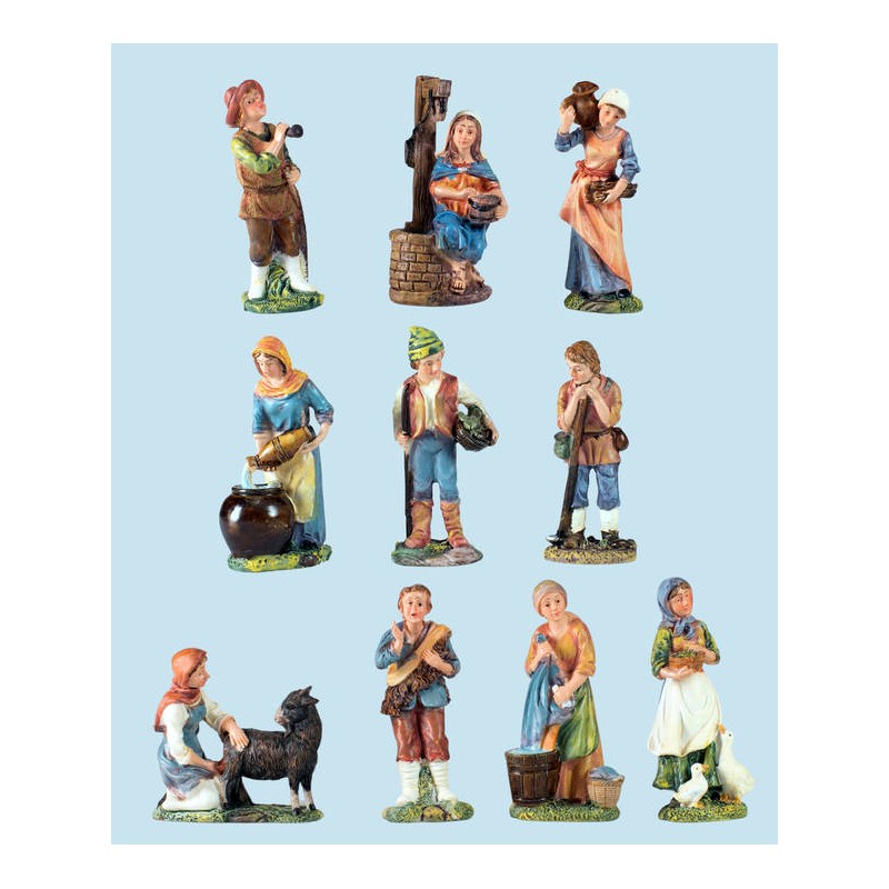 PASTORE IN RESINA 10cm COLOR SET 10pz
