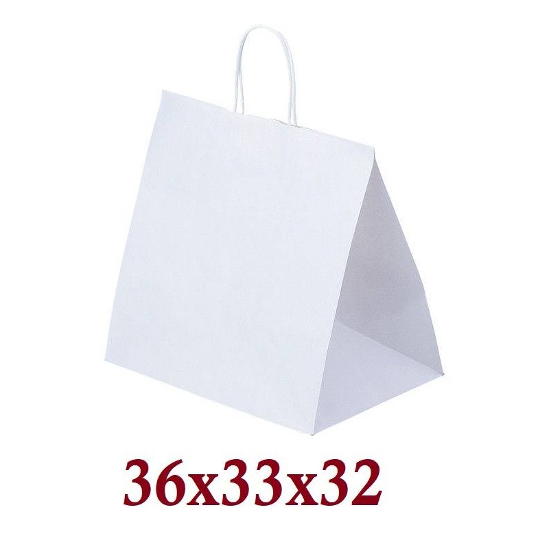 BORSA TORCIGLIONE CARTA KRAFT BIANCO MIS.36x33x32cm 25pz