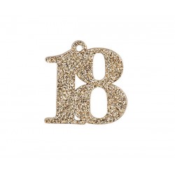 DECORAZIONE 18 LEGNO GLITTER ORO DA APPENDERE 3,5cm 12pz