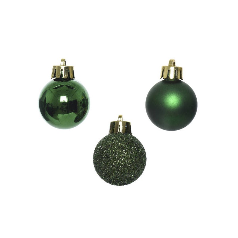 PALLINE INFRANGIBILI ø3cm TUBO MIX VERDE PINO 14pz