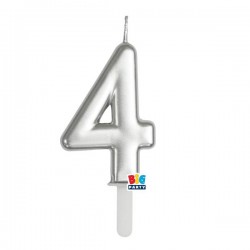 CANDELINA NUMERO 4 TINY PLUMP ARGENTO METAL 7cm